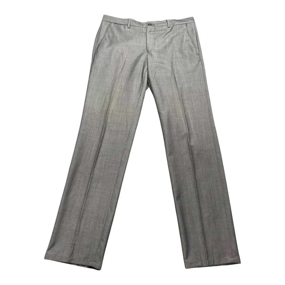 Versace Collection Mens Grey‎ Wool Blend Dress Sharkskin Pants 48 EU-US W34xL33